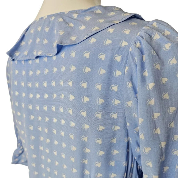 For Love & Lemons Sweetheart  Wrap Mini Dress Size Medium Cinched Tie Sleeve - Picture 8 of 12